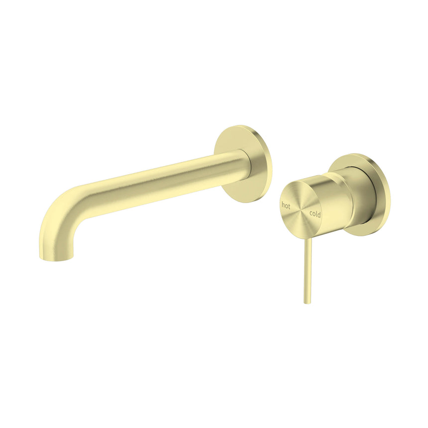 Nero Mecca Wall Basin/Bath Mixer Separete Back Plate 185mm Brushed Gold Tapware Nero