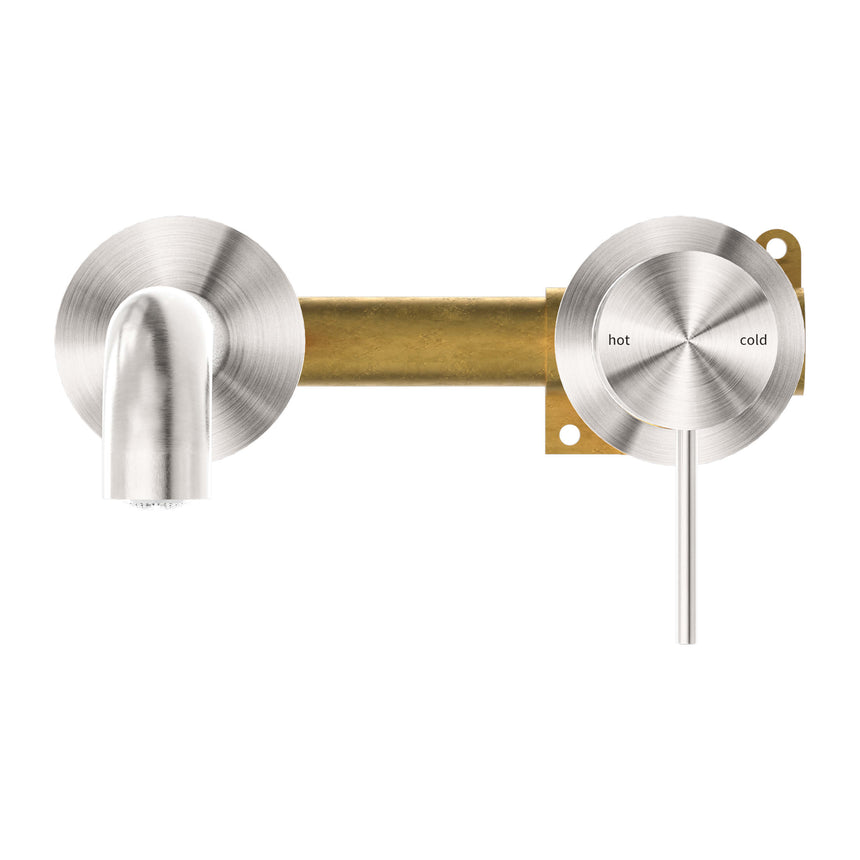 Nero Mecca Wall Basin/Bath Mixer Separete Back Plate 160mm Brushed Nickel Tapware Nero