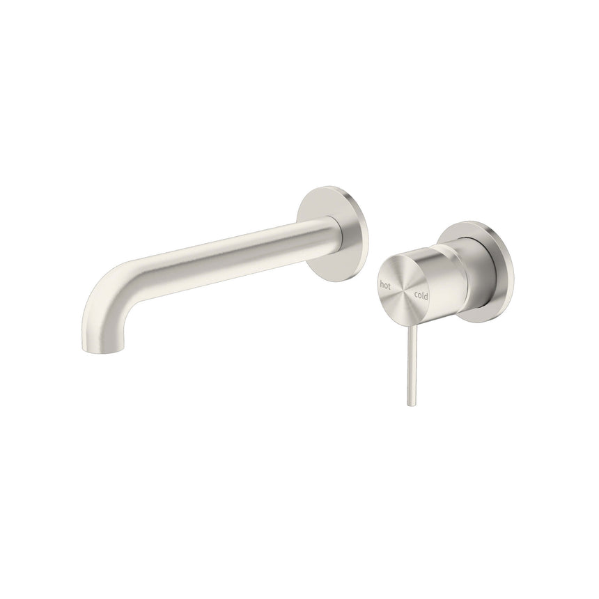 Nero Mecca Wall Basin/Bath Mixer Separete Back Plate 230mm Brushed Nickel Tapware Nero