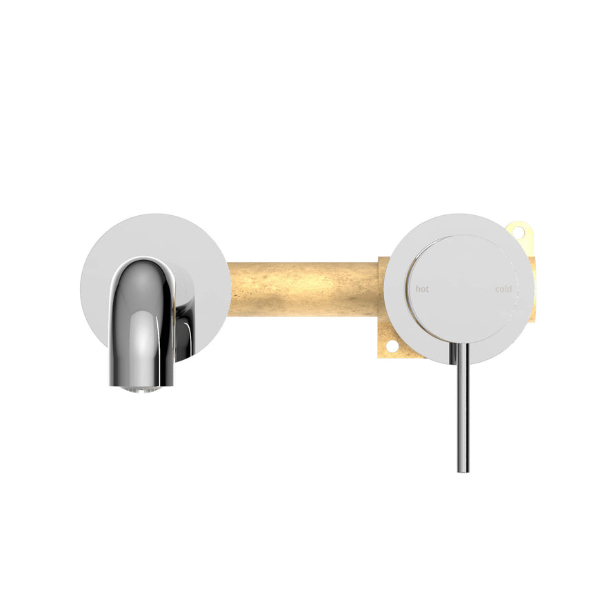 Nero Mecca Wall Basin/Bath Mixer Separete Back Plate 185mm Chrome Tapware Nero