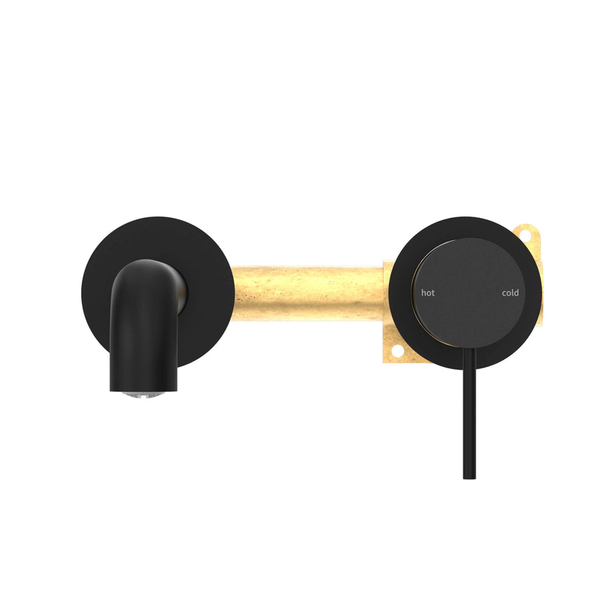 Nero Mecca Wall Basin/Bath Mixer Separete Back Plate 185mm Matte Black Tapware Nero