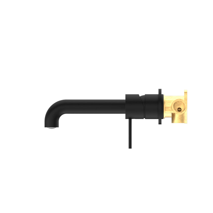 Nero Mecca Wall Basin/Bath Mixer Separete Back Plate 185mm Matte Black Tapware Nero