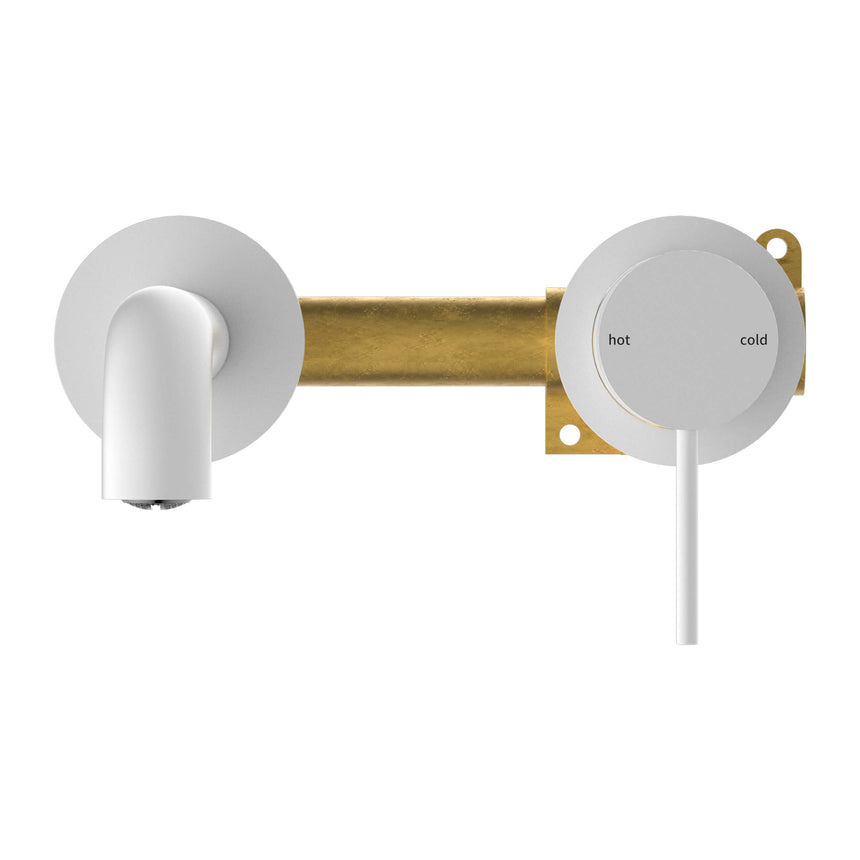 Nero Mecca Wall Basin/Bath Mixer Separete Back Plate 185mm Matte White Tapware Nero