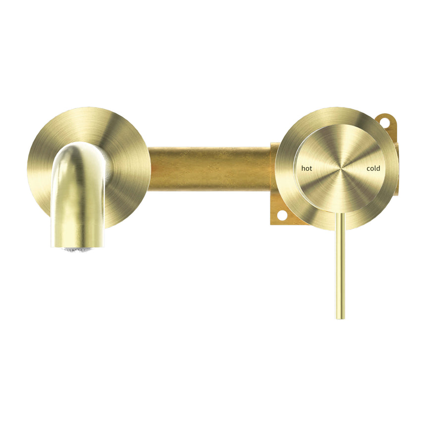 Nero Mecca Wall Basin/Bath Mixer Separete Back Plate 185mm Brushed Gold Tapware Nero