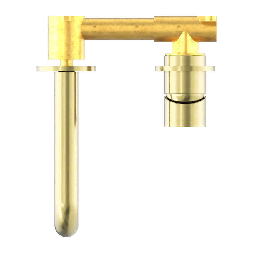 Nero Mecca Wall Basin/Bath Mixer Separete Back Plate 185mm Brushed Gold Tapware Nero