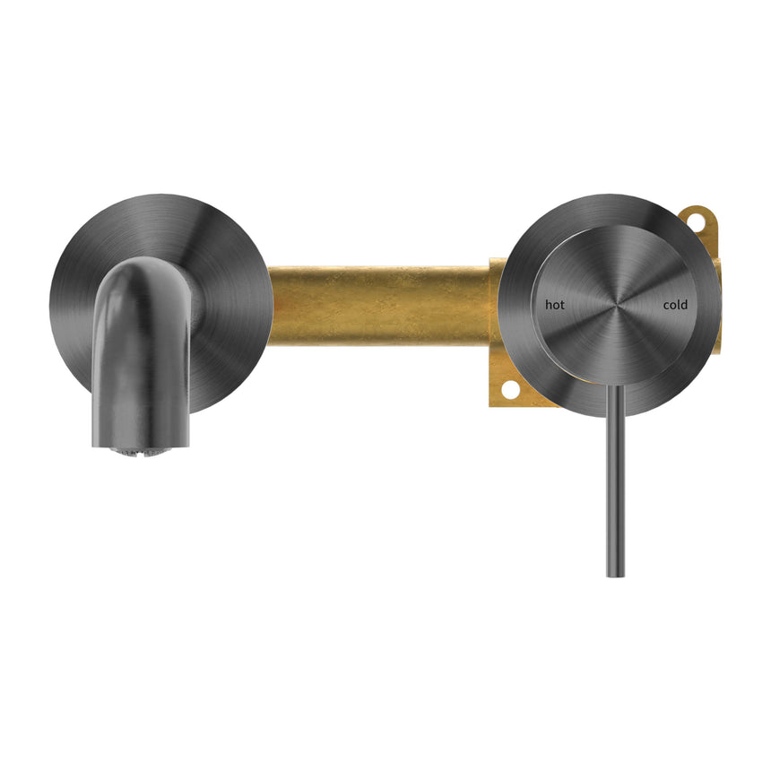 Nero Mecca Wall Basin/Bath Mixer Separete Back Plate 185mm Gun Metal Tapware Nero