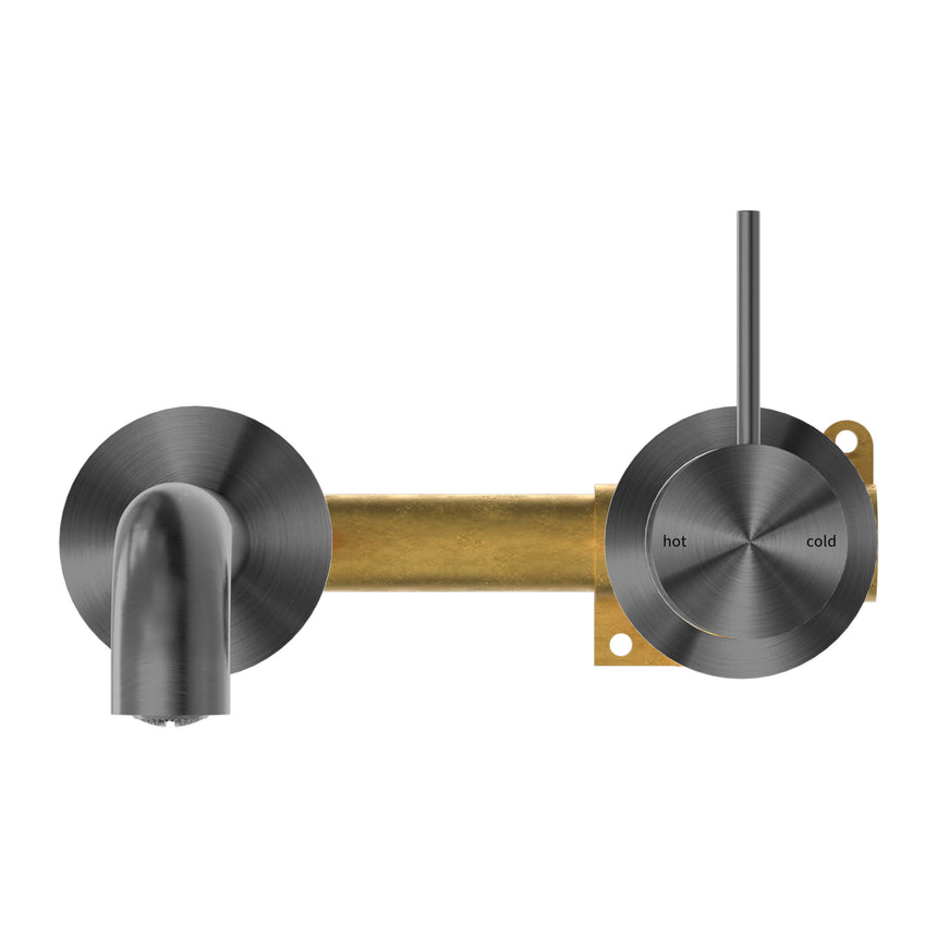 Nero Mecca Wall Basin/Bath Mixer Separete Back Plate Handle Up 230mm Gun Metal Tapware Nero