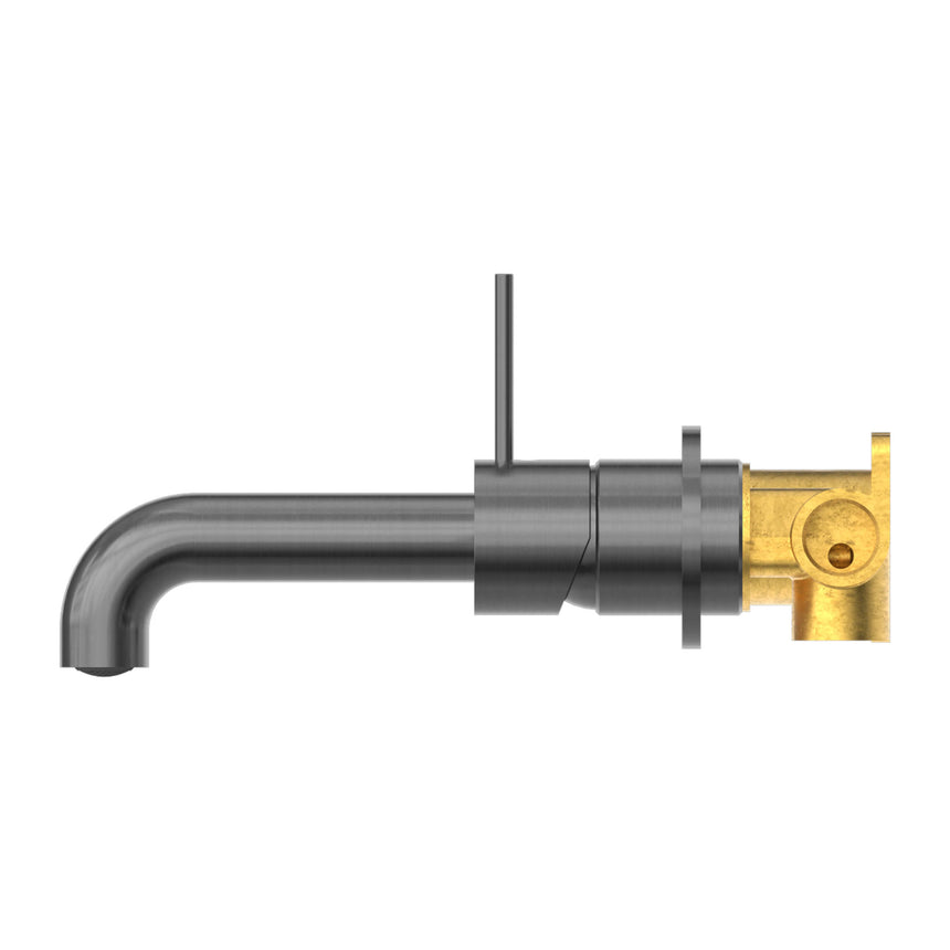Nero Mecca Wall Basin/Bath Mixer Separete Back Plate Handle Up 160mm Gun Metal Tapware Nero