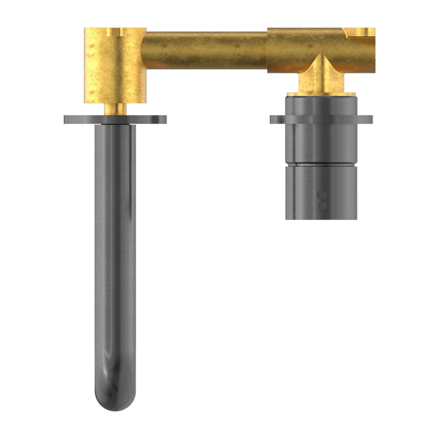 Nero Mecca Wall Basin/Bath Mixer Separete Back Plate Handle Up 160mm Gun Metal Tapware Nero