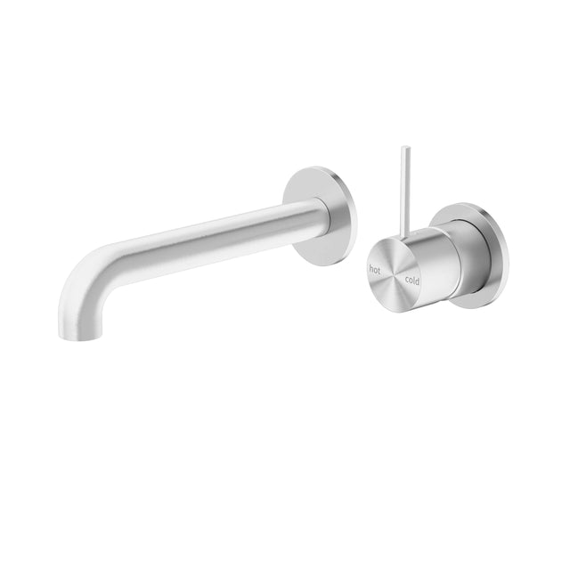 Nero Mecca Wall Basin/Bath Mixer Separete Back Plate Handle Up 230mm Brushed Nickel Tapware Nero