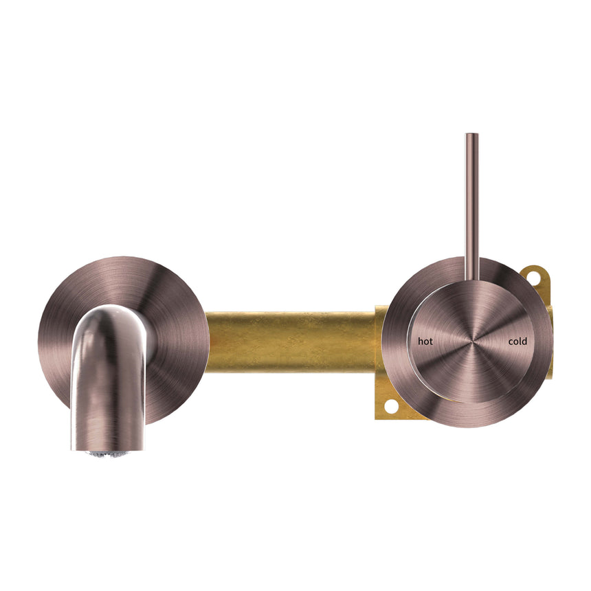 Nero Mecca Wall Basin/Bath Mixer Separete Back Plate Handle Up 160mm Brushed Bronze Tapware Nero