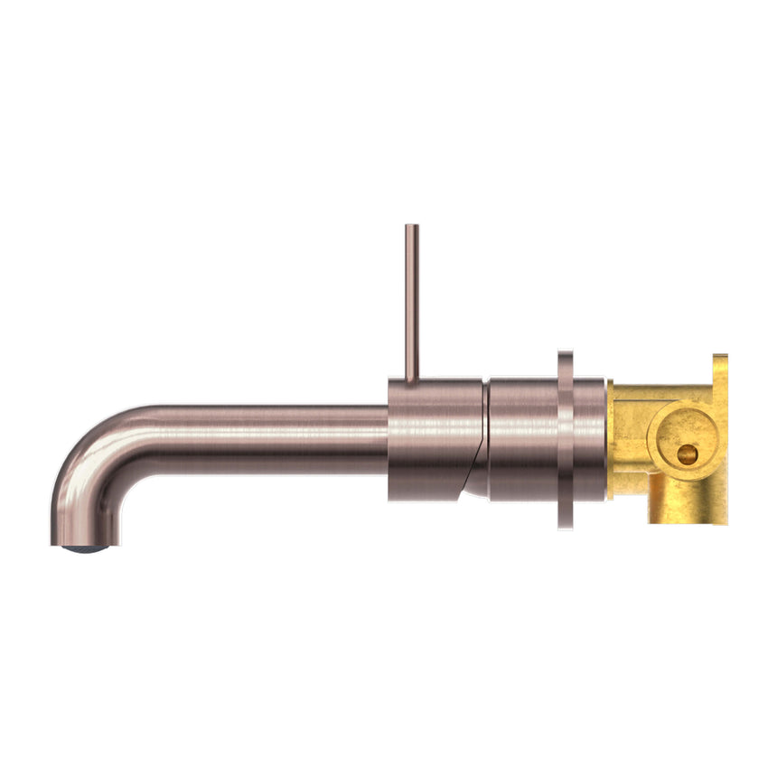 Nero Mecca Wall Basin/Bath Mixer Separete Back Plate Handle Up 185mm Brushed Bronze Tapware Nero
