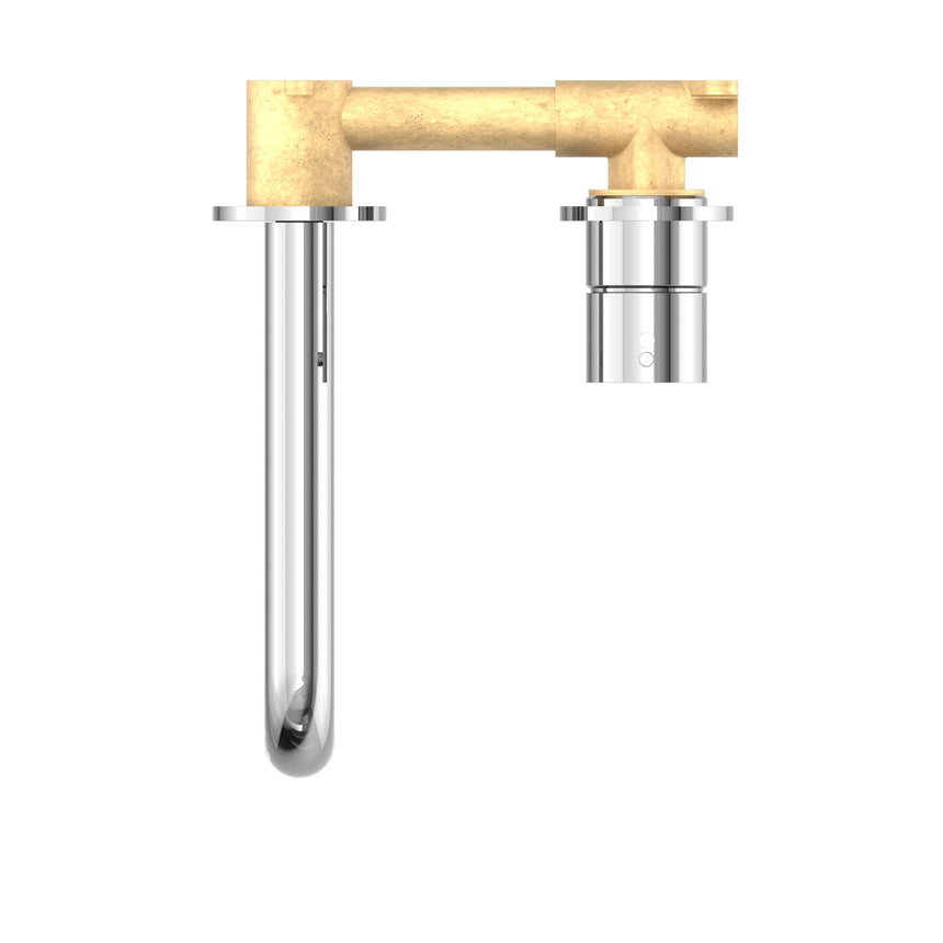 Nero Mecca Wall Basin/Bath Mixer Separete Back Plate Handle Up 160mm Chrome Tapware Nero