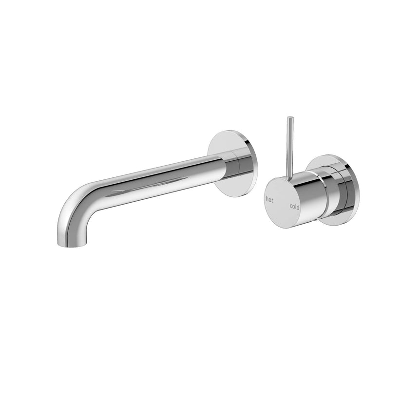 Nero Mecca Wall Basin/Bath Mixer Separete Back Plate Handle Up 230mm Chrome Tapware Nero