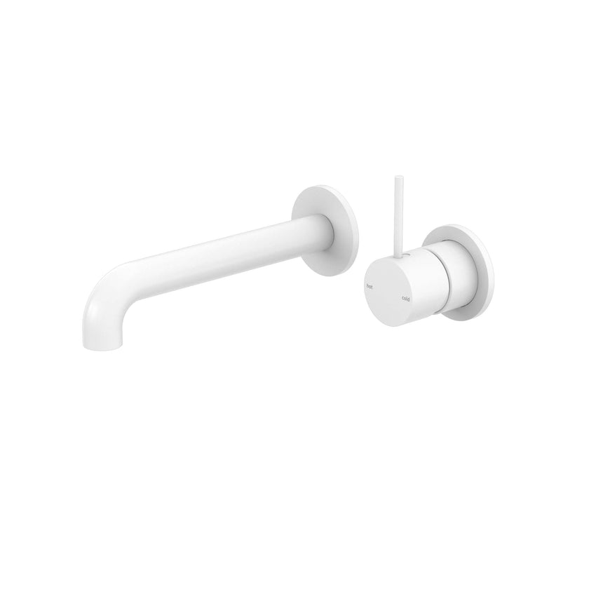 Nero Mecca Wall Basin/Bath Mixer Separete Back Plate Handle Up 160mm Matte White Tapware Nero