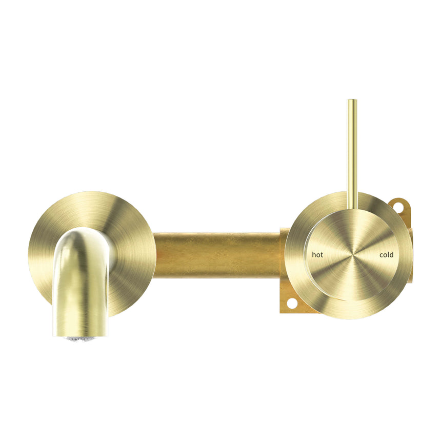 Nero Mecca Wall Basin/Bath Mixer Separete Back Plate Handle Up 230mm Brushed Gold Tapware Nero