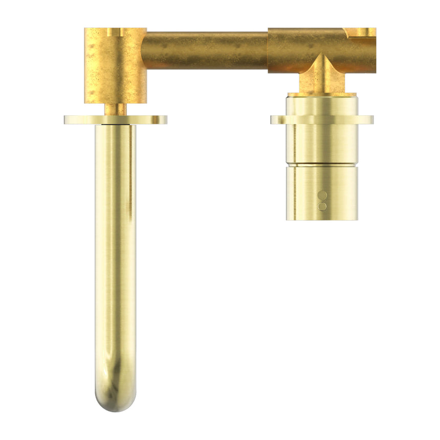 Nero Mecca Wall Basin/Bath Mixer Separete Back Plate Handle Up 230mm Brushed Gold Tapware Nero