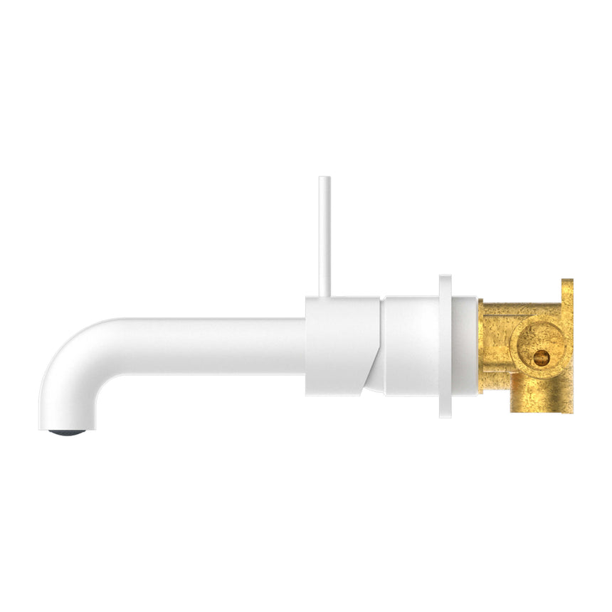 Nero Mecca Wall Basin/Bath Mixer Separete Back Plate Handle Up 160mm Matte White Tapware Nero