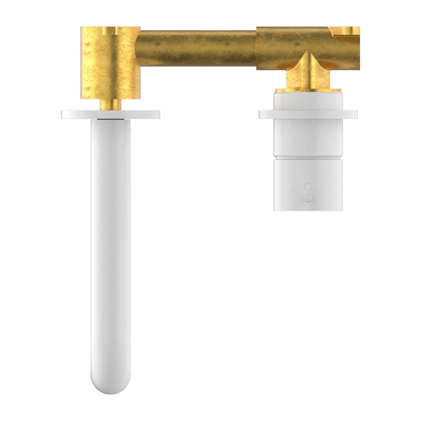 Nero Mecca Wall Basin/Bath Mixer Separete Back Plate Handle Up 160mm Matte White Tapware Nero