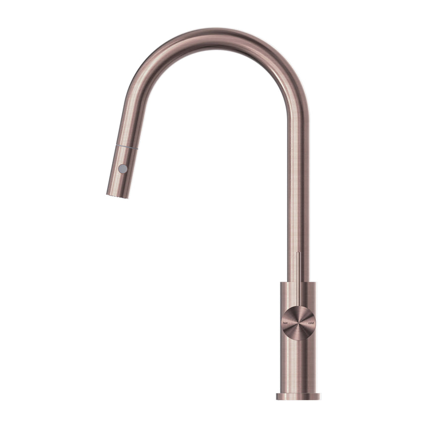 Nero Mecca Pull Out Sink Mixer With Vegie Spray Function Brushed Bronze Tapware Nero