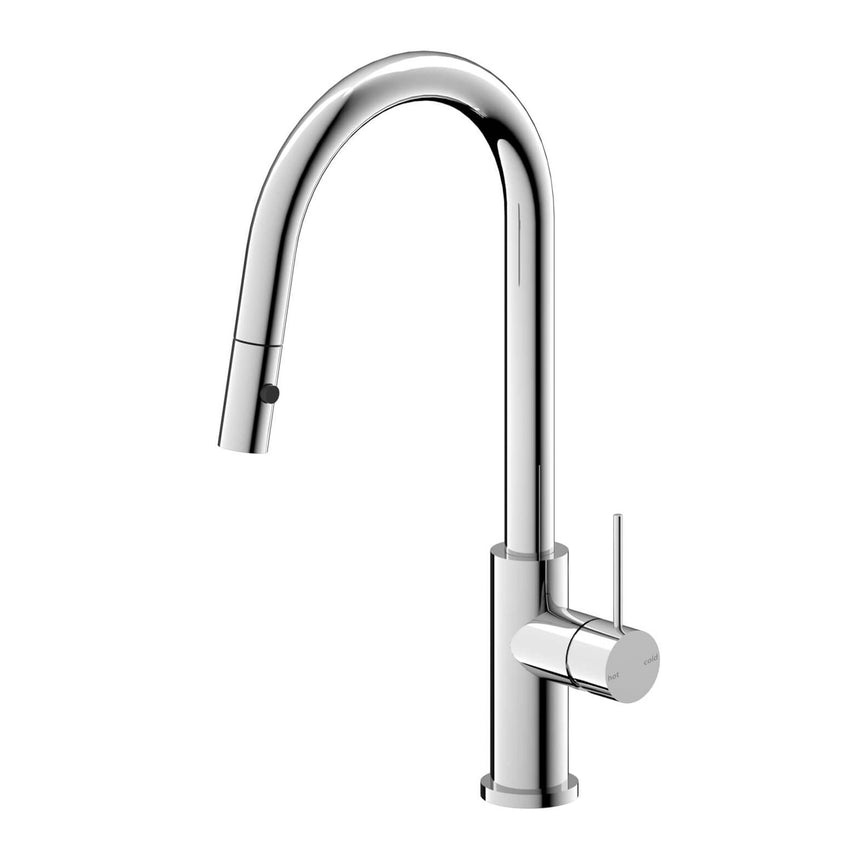 Nero Mecca Pull Out Sink Mixer With Vegie Spray Function Chrome Tapware Nero