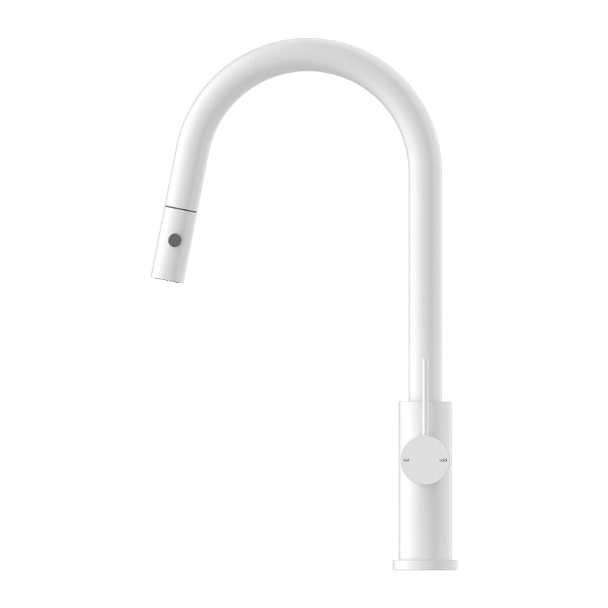 Nero Mecca Pull Out Sink Mixer With Vegie Spray Function Matte White Tapware Nero