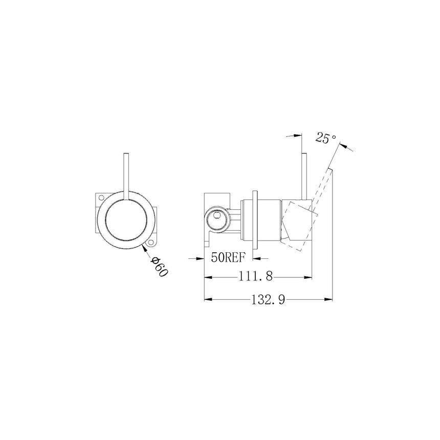 Nero Mecca Shower Mixer 60mm Handle Up Plate Brushed Nickel Shower Nero