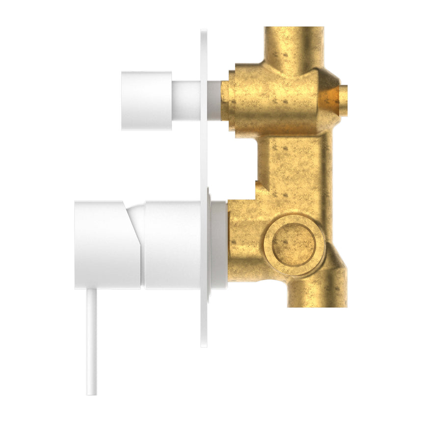 Nero Mecca Shower Mixer With Divertor Matte White Shower Nero