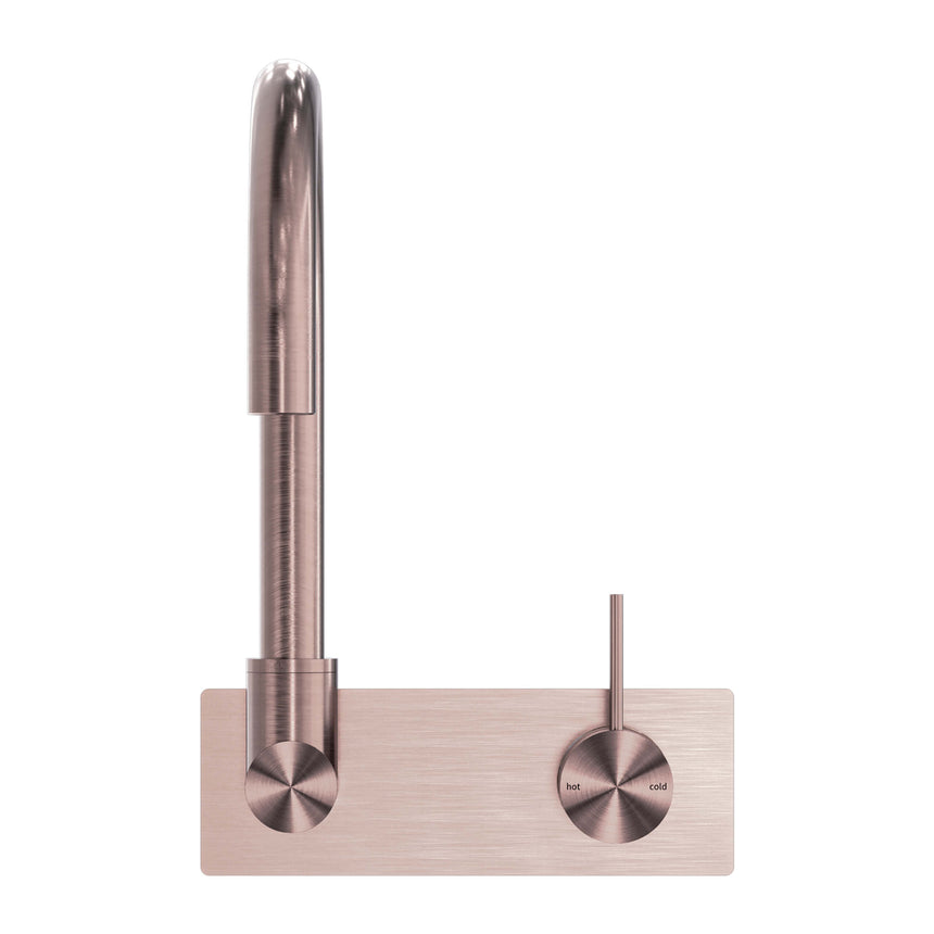 Nero Mecca Wall Basin/Bath Mixer Swivel Spout Handle Up Brushed Bronze Tapware Nero