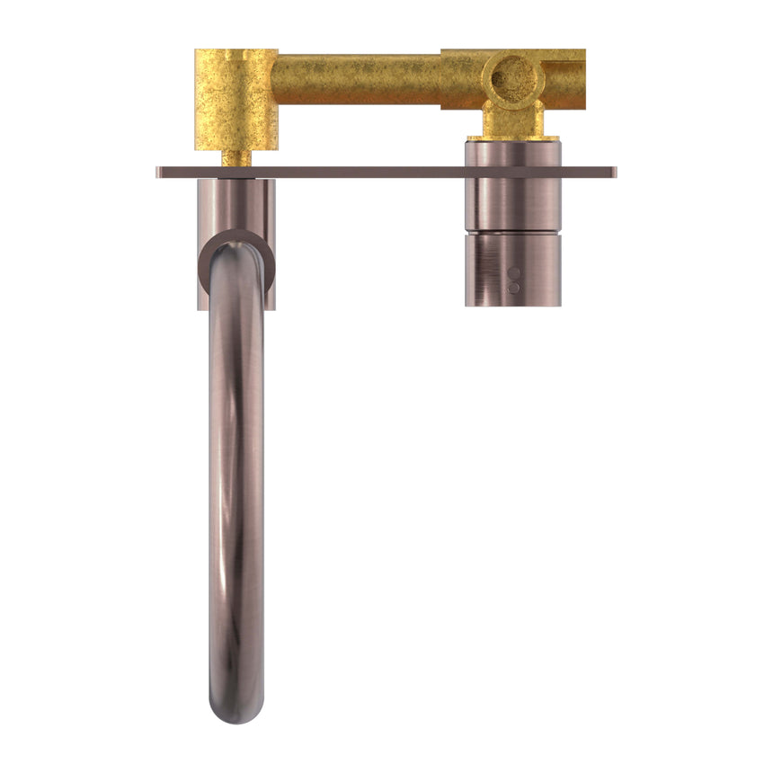 Nero Mecca Wall Basin/Bath Mixer Swivel Spout Handle Up Brushed Bronze Tapware Nero