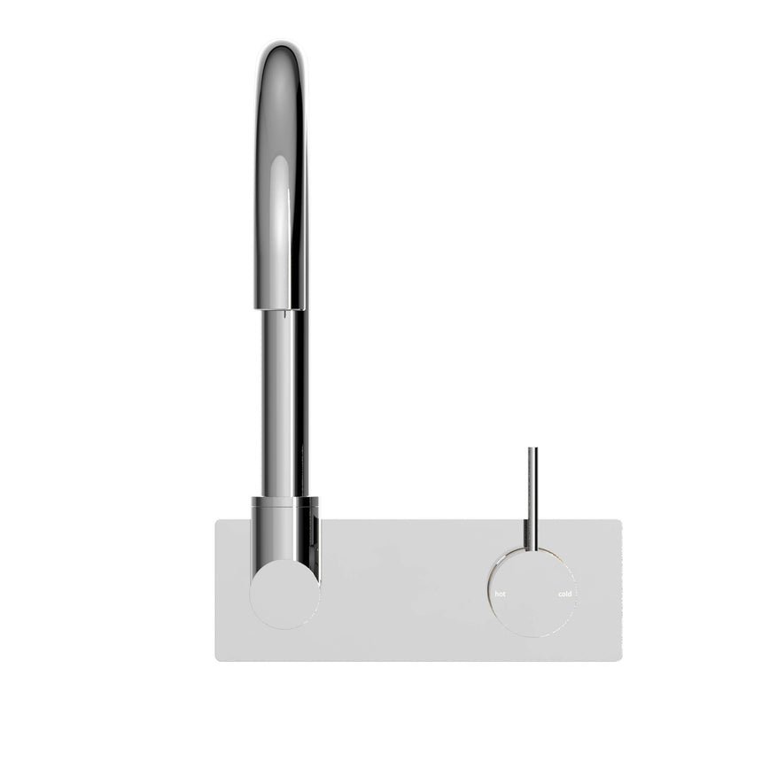 Nero Mecca Wall Basin/Bath Mixer Swivel Spout Handle Up Chrome Tapware Nero