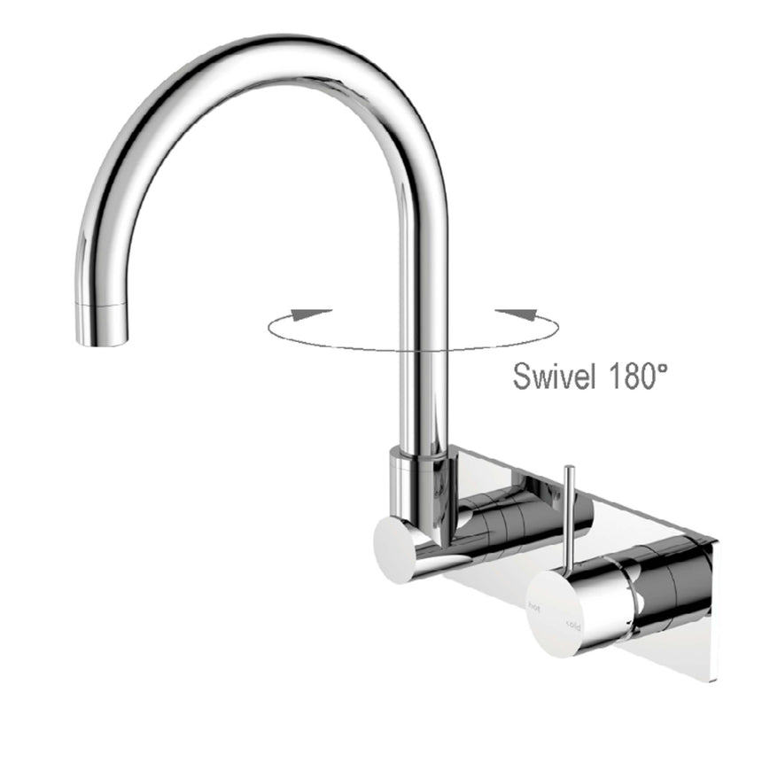 Nero Mecca Wall Basin/Bath Mixer Swivel Spout Handle Up Chrome Tapware Nero