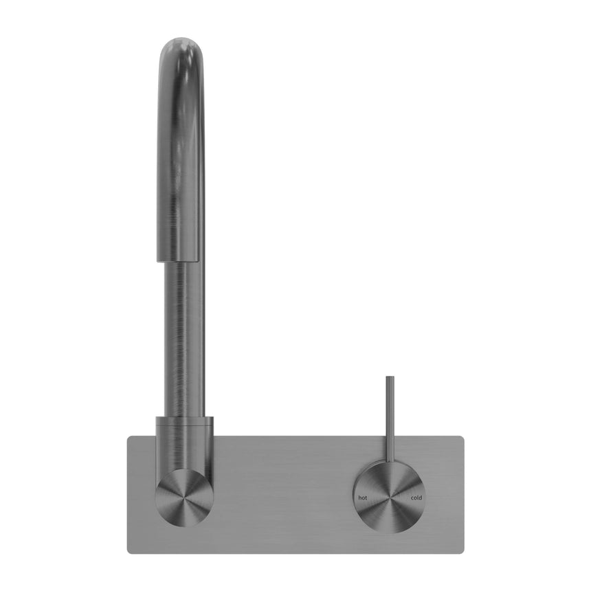 Nero Mecca Wall Basin/Bath Mixer Swivel Spout Handle Up Gun Metal Tapware Nero