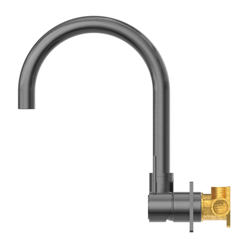 Nero Mecca Wall Basin/Bath Mixer Swivel Spout Handle Up Gun Metal Tapware Nero
