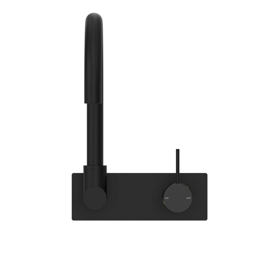 Nero Mecca Wall Basin/Bath Mixer Swivel Spout Handle Up Matte Black Tapware Nero