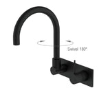 Nero Mecca Wall Basin/Bath Mixer Swivel Spout Handle Up Matte Black