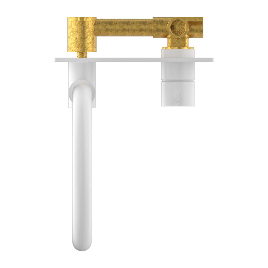 Nero Mecca Wall Basin/Bath Mixer Swivel Spout Handle Up Matte White Tapware Nero