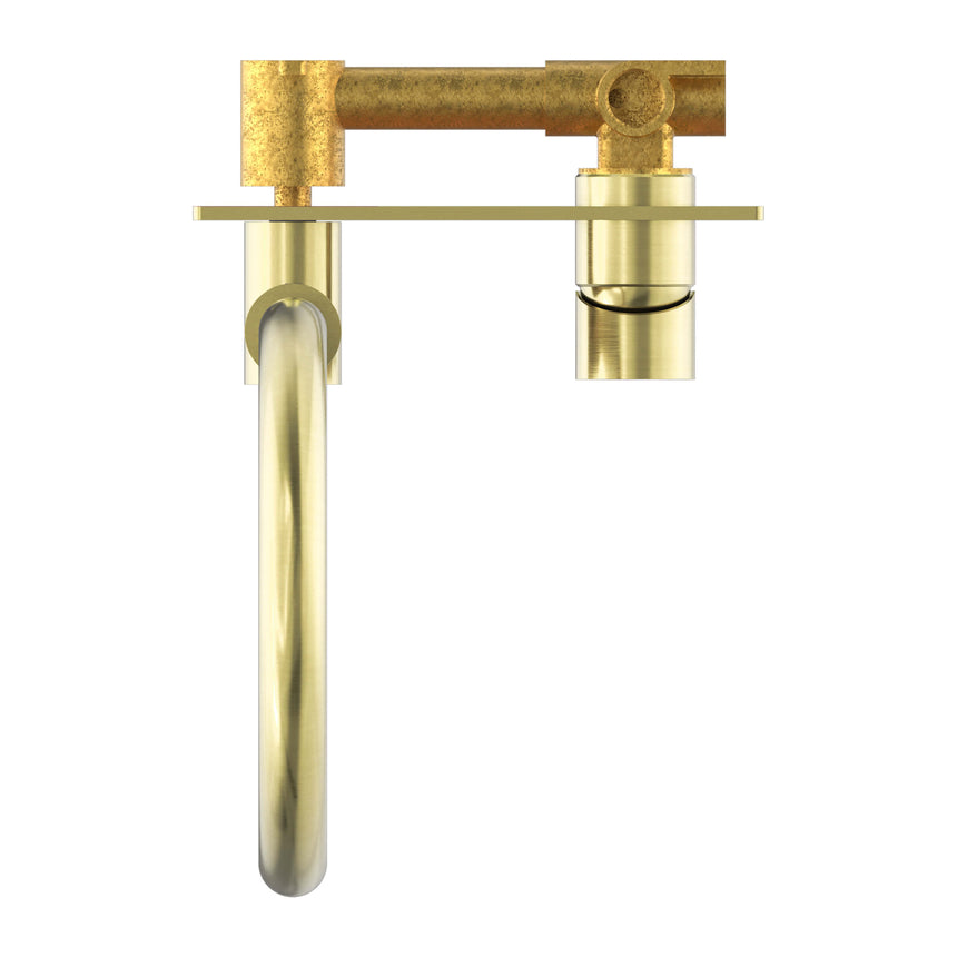 Nero Mecca Wall Basin/Bath Mixer Swivel Spout Brushed Gold Tapware Nero