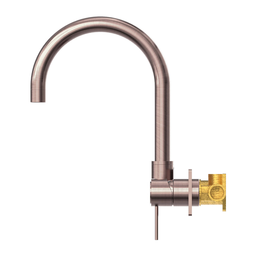 Nero Mecca Wall Basin/Bath Mixer Swivel Spout Brushed Bronze Tapware Nero