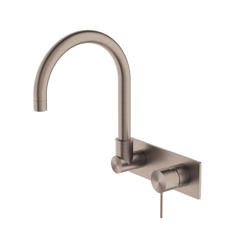 Nero Mecca Wall Basin/Bath Mixer Swivel Spout Brushed Bronze Tapware Nero