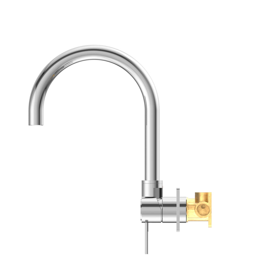 Nero Mecca Wall Basin/Bath Mixer Swivel Spout Chrome Tapware Nero