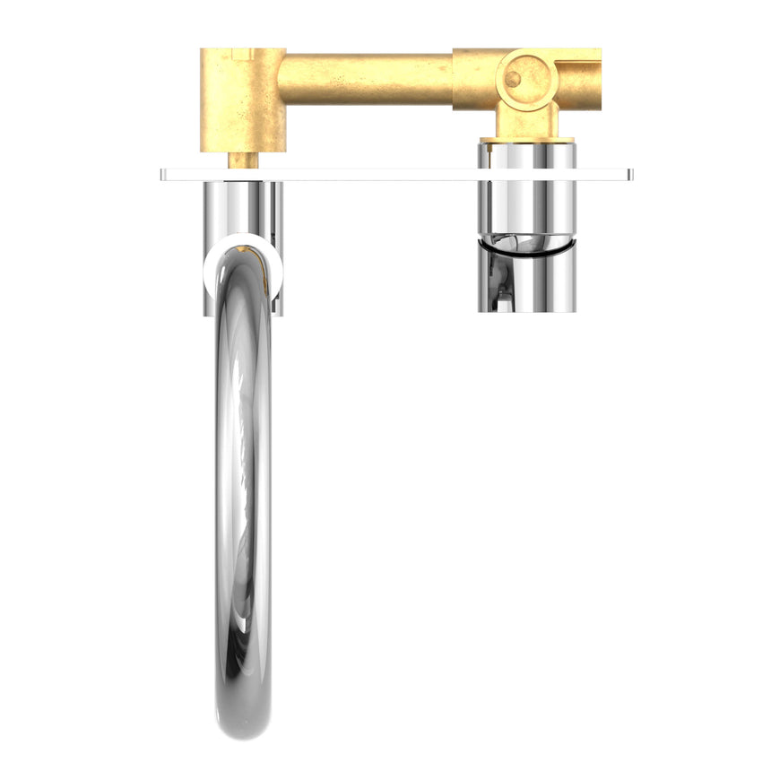 Nero Mecca Wall Basin/Bath Mixer Swivel Spout Chrome Tapware Nero