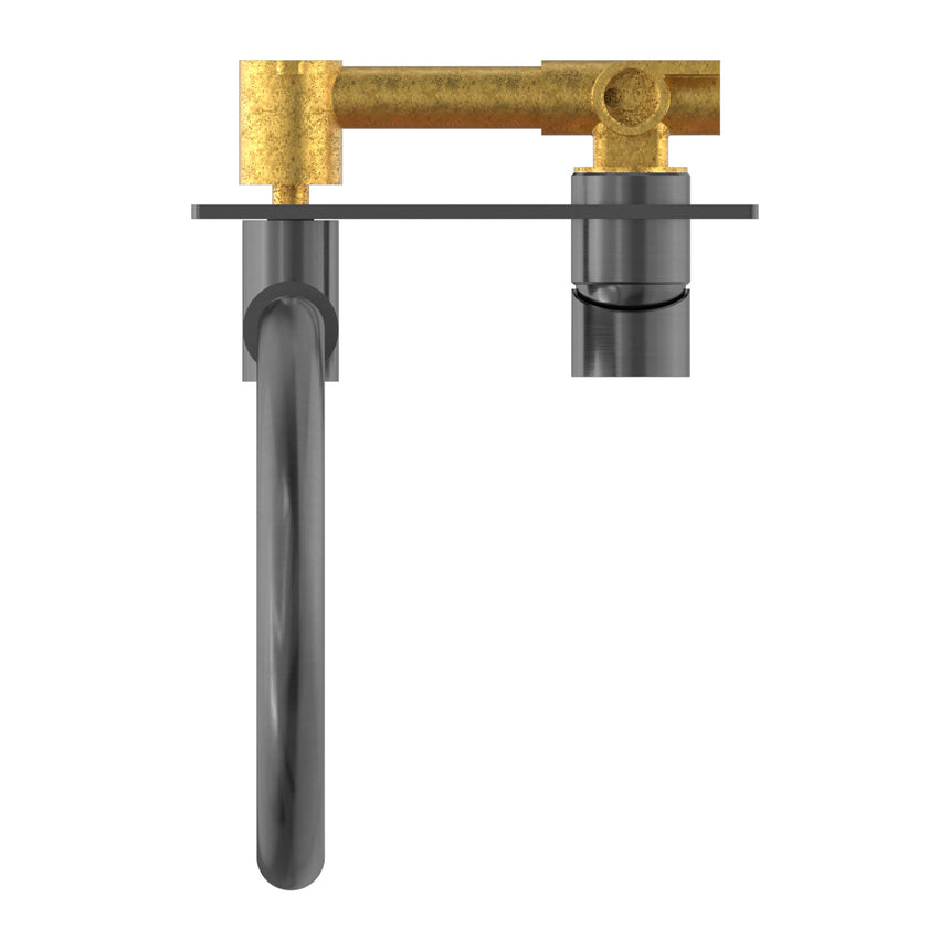 Nero Mecca Wall Basin/Bath Mixer Swivel Spout Gun Metal Tapware Nero