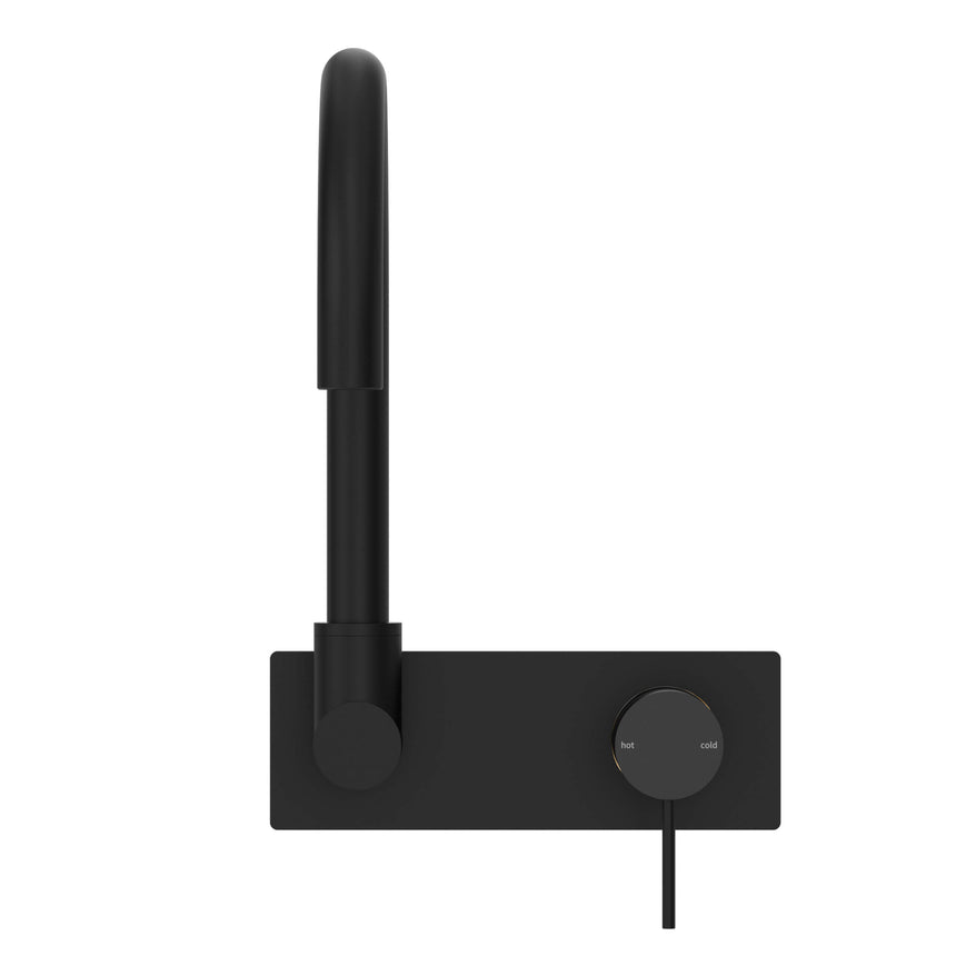 Nero Mecca Wall Basin/Bath Mixer Swivel Spout Matte Black Tapware Nero