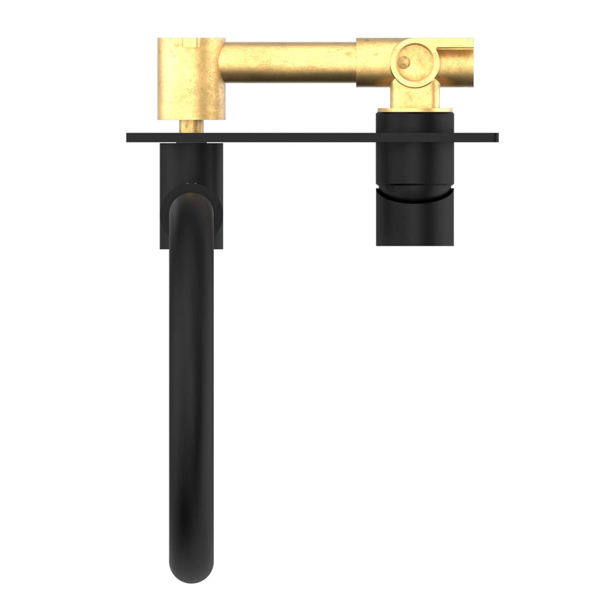 Nero Mecca Wall Basin/Bath Mixer Swivel Spout Matte Black Tapware Nero