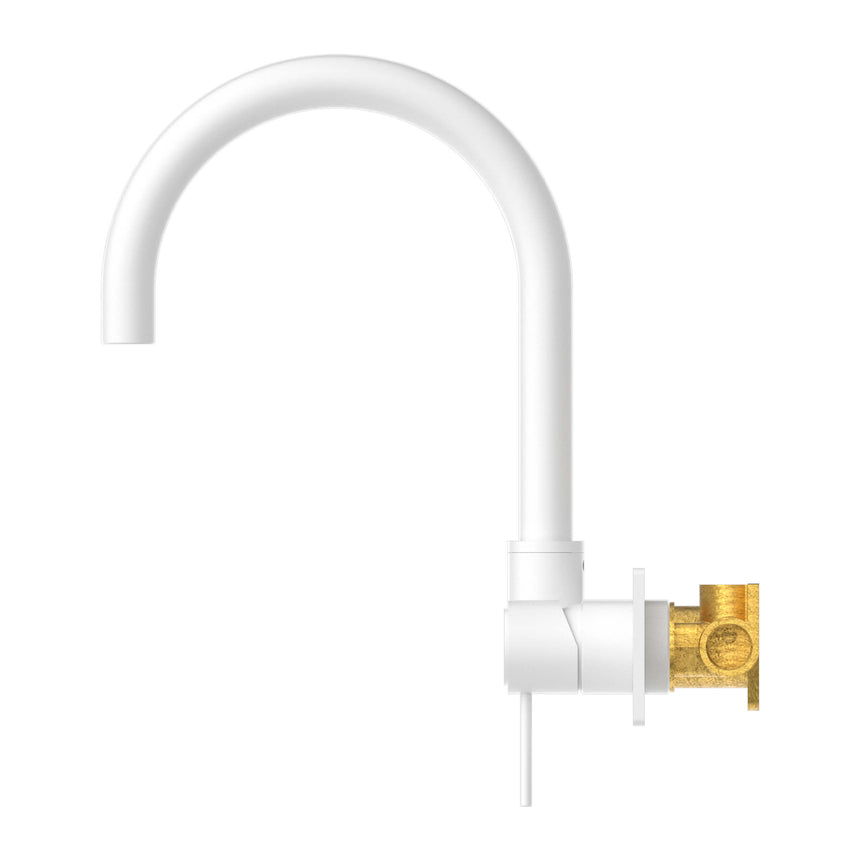 Nero Mecca Wall Basin/Bath Mixer Swivel Spout Matte White Tapware Nero