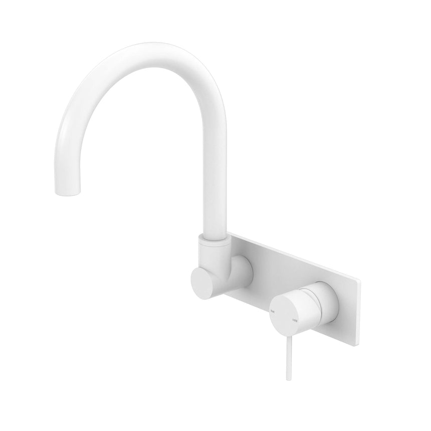 Nero Mecca Wall Basin/Bath Mixer Swivel Spout Matte White Tapware Nero
