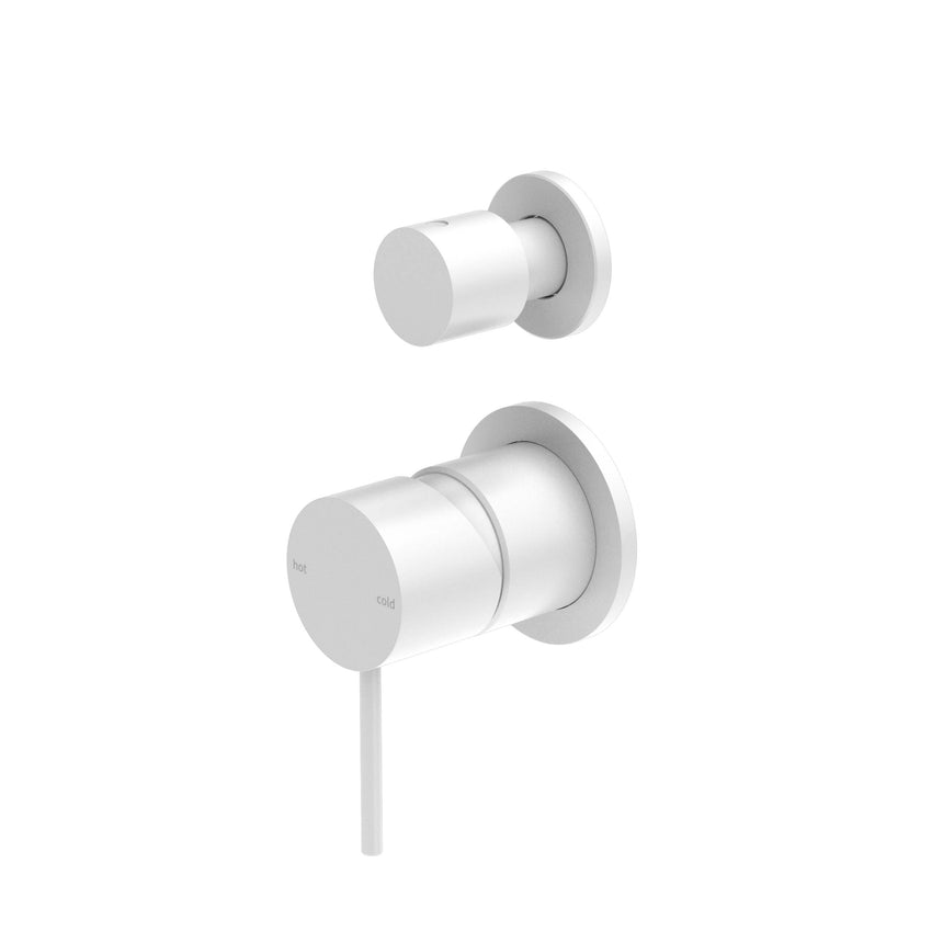 Nero Mecca Shower Mixer With Divertor Separate Back Plate Matte White Shower Nero