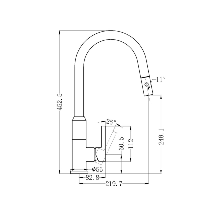 Nero Pearl Pull Out Sink Mixer With Vegie Spray Function Chrome Tapware Nero