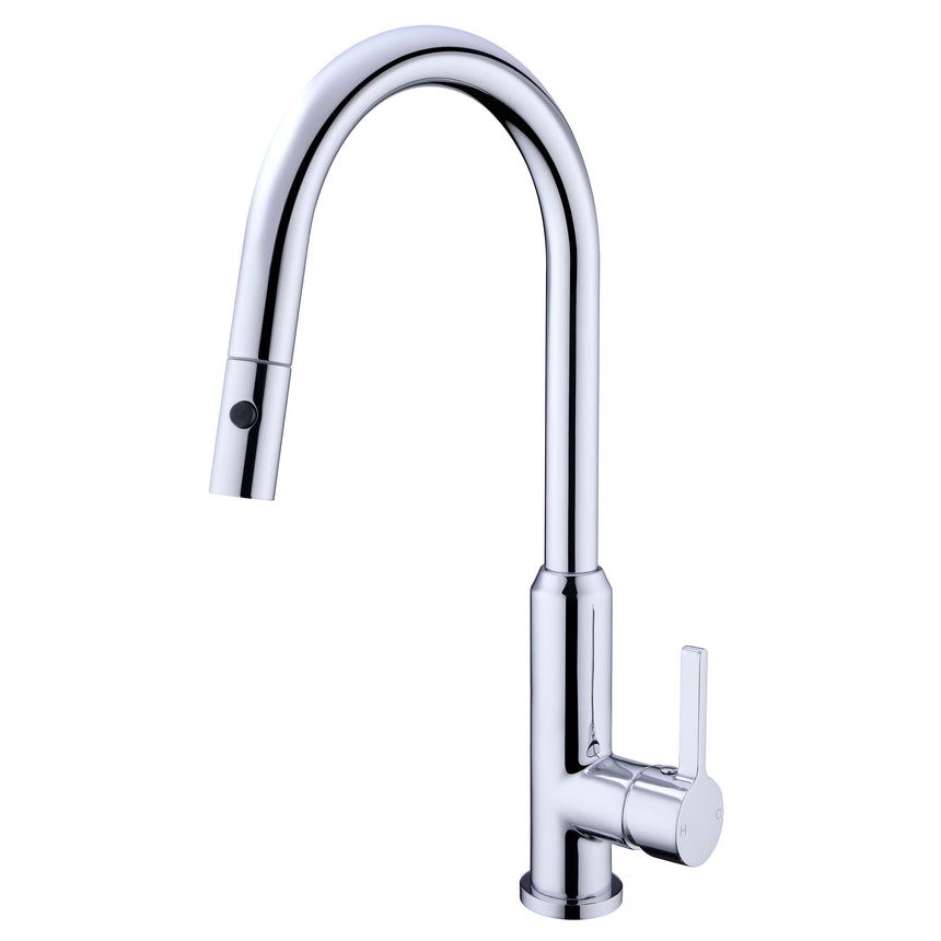 Nero Pearl Pull Out Sink Mixer With Vegie Spray Function Chrome Tapware Nero